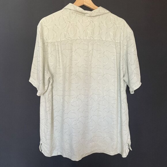 Axist Mens Silk Touch Short Sleeve Button-Up Shirt L Rayon Light Green Casual - Picture 6 of 6